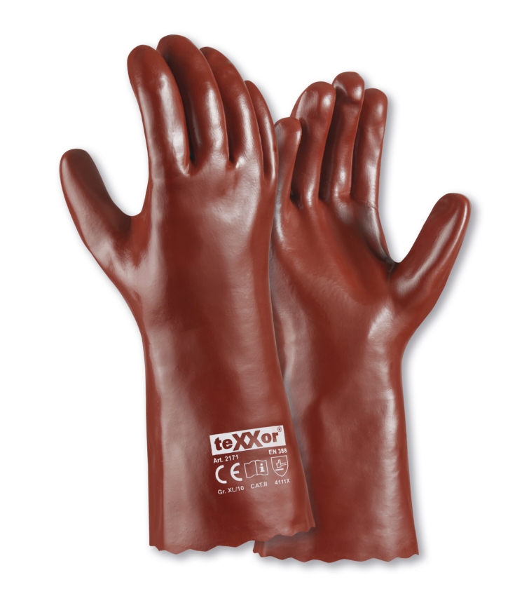 teXXor® PVC-Handschuhe ROTBRAUN in Rotbraun – Vorderansicht