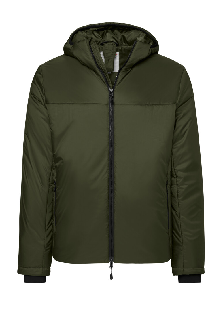 HAKRO 889 Kapuzen-Thermo-Loftjacke in Olive – Vorderansicht