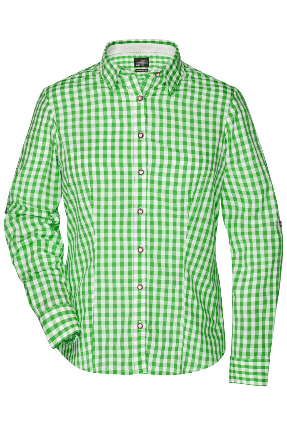 Daiber Ladies' Traditional Shirt in Green/White – Vorderansicht
