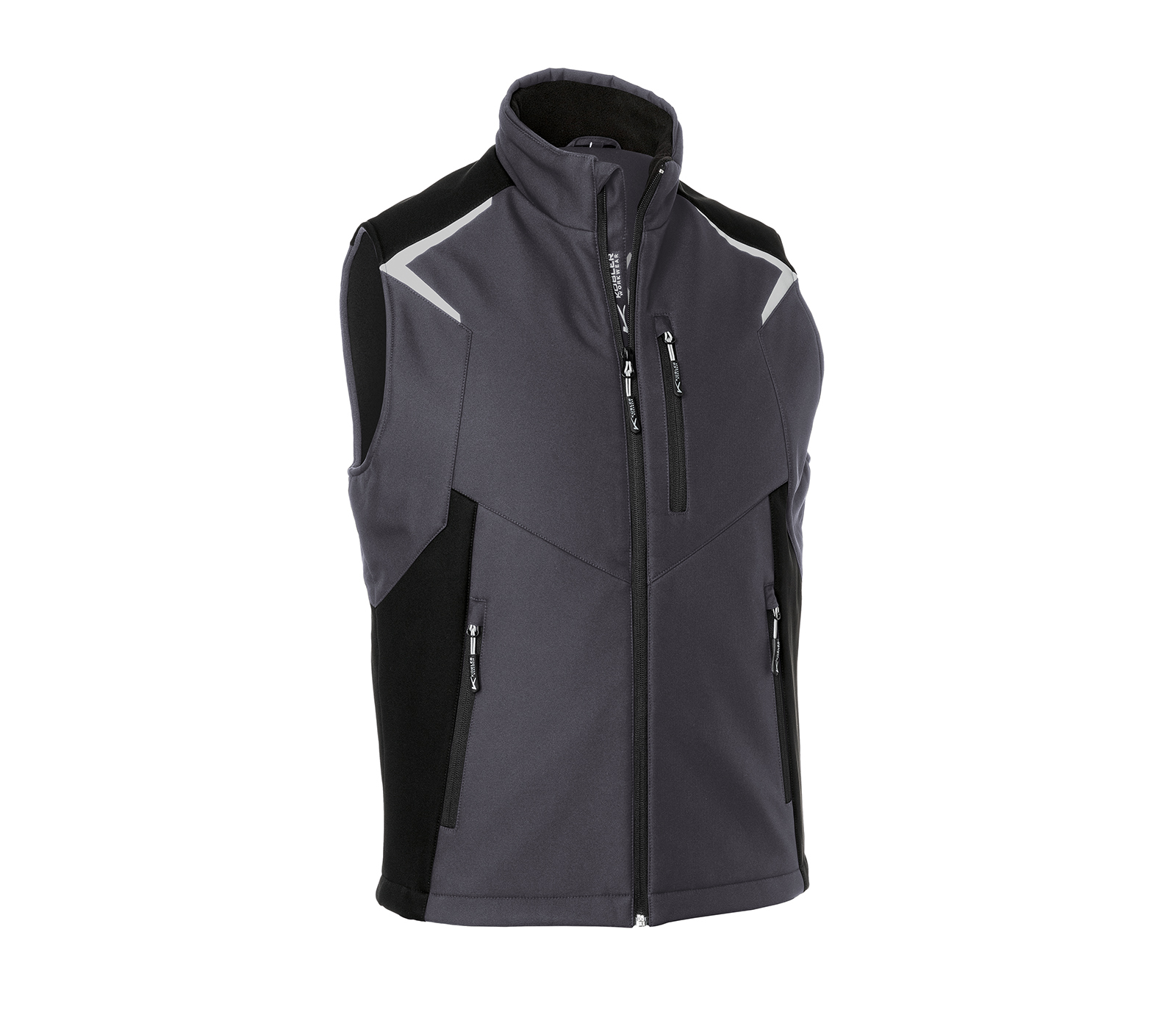 KÜBLER BODYFORCE Softshell Weste in Anthrazit/Schwarz – Vorderansicht