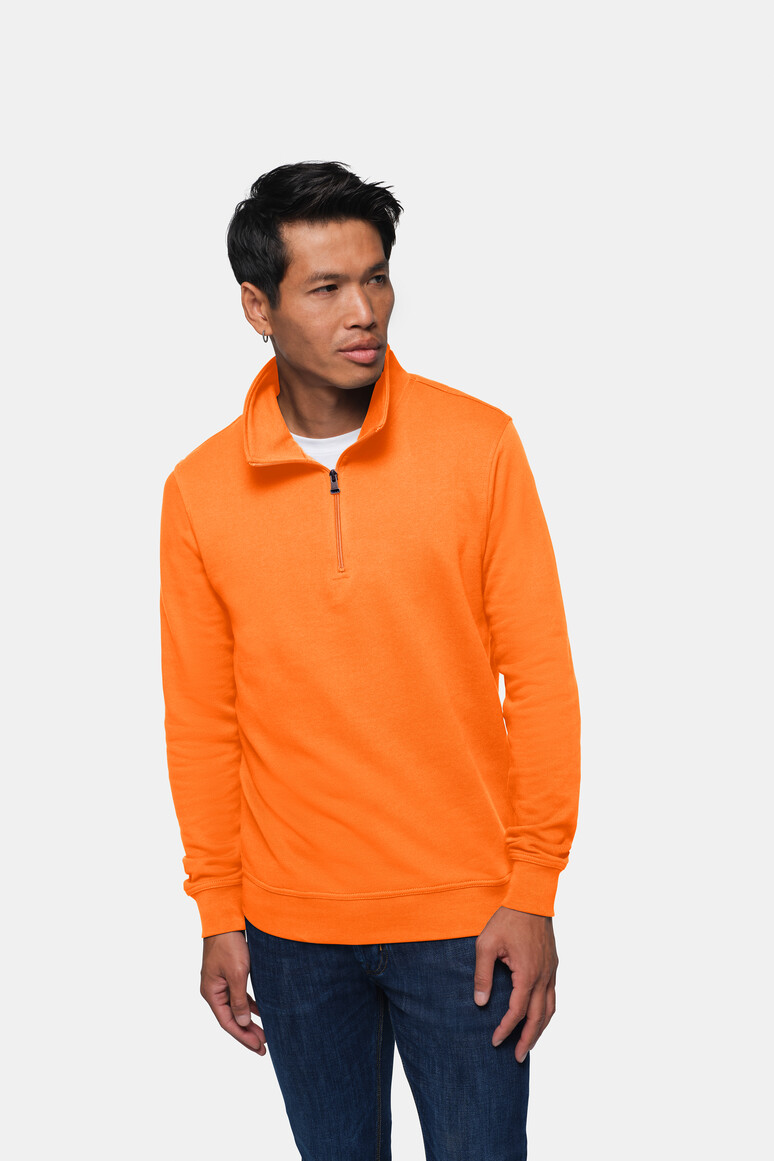 HAKRO 451 Zip-Sweatshirt Premium in Orange – Modellansicht