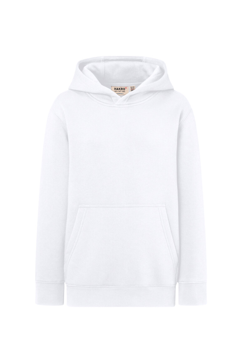 HAKRO 562 Kinder Kapuzen-Sweatshirt Bio-Baumwolle in Weiß – Vorderansicht
