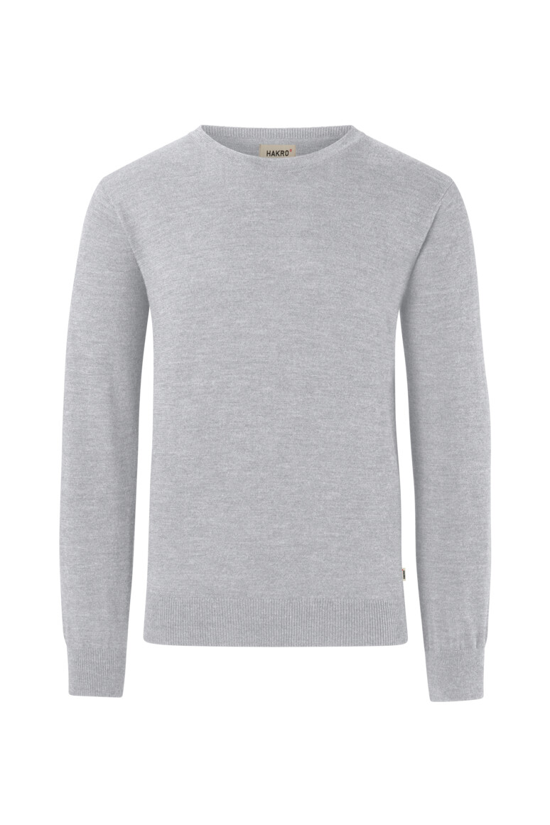 HAKRO 156 Pullover Merino-Wolle in Grau Meliert – Vorderansicht