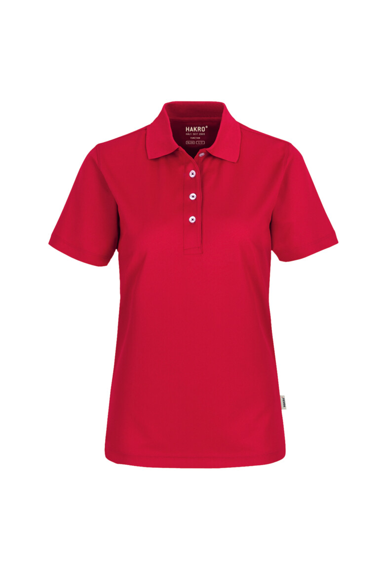 HAKRO 206 Damen Poloshirt COOLMAX® ECO in Rot – Vorderansicht