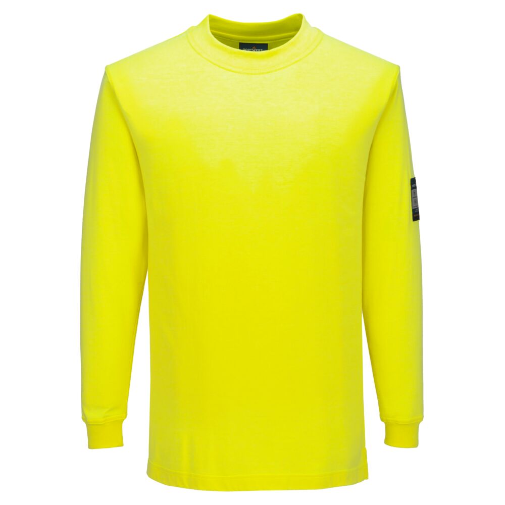 Portwest Modaflame Knit FR Long Sleeve T-Shirt in Gelb – Vorderansicht