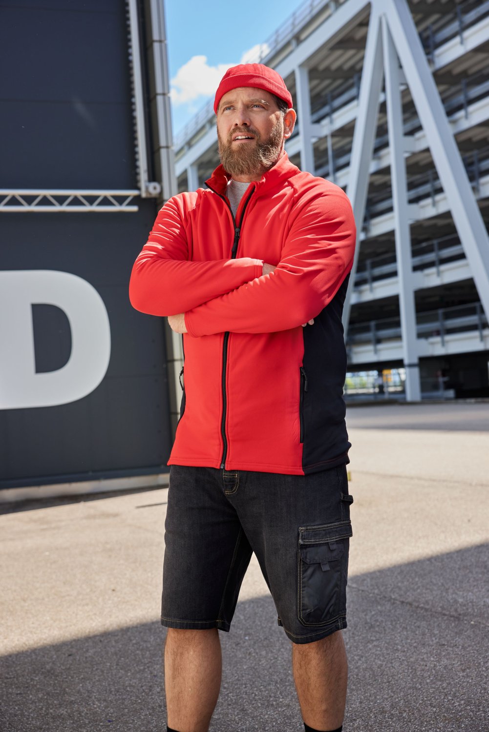 Daiber Men's Stretchfleece Jacket in Black/Black – Modellansicht