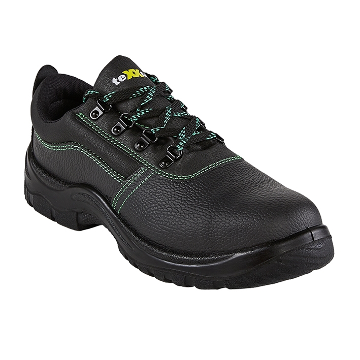 teXXor® S3-Sicherheitshalbschuhe MARSEILLE in Schwarz/Grün – Vorderansicht