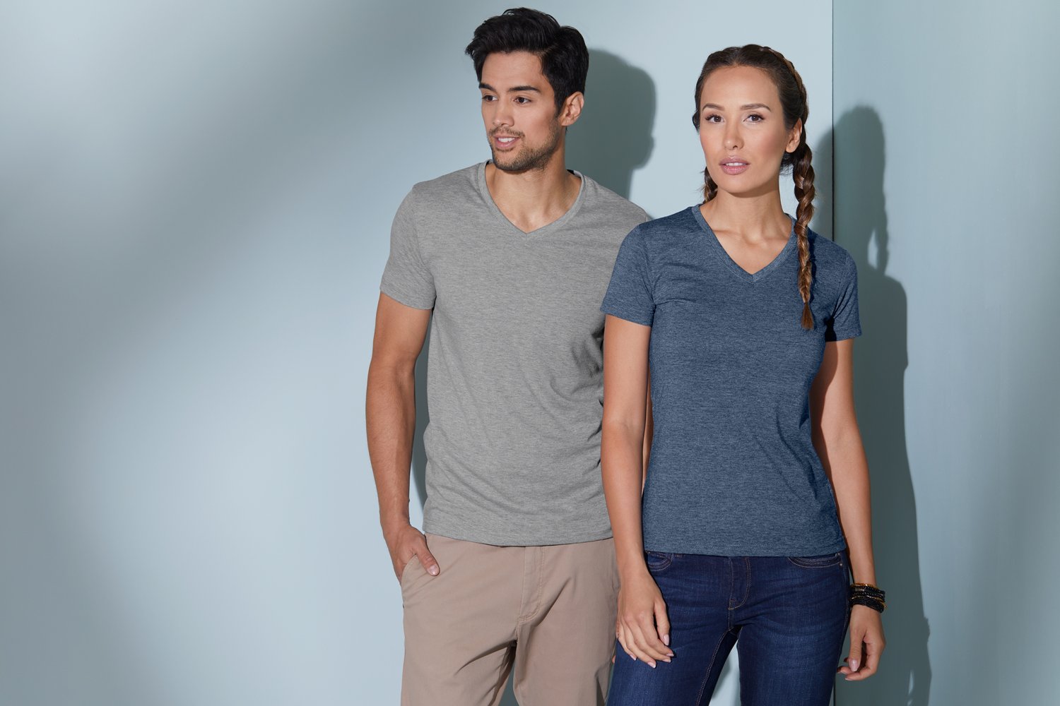 Daiber Ladies' Heather T-Shirt in Black-Melange – Modellansicht