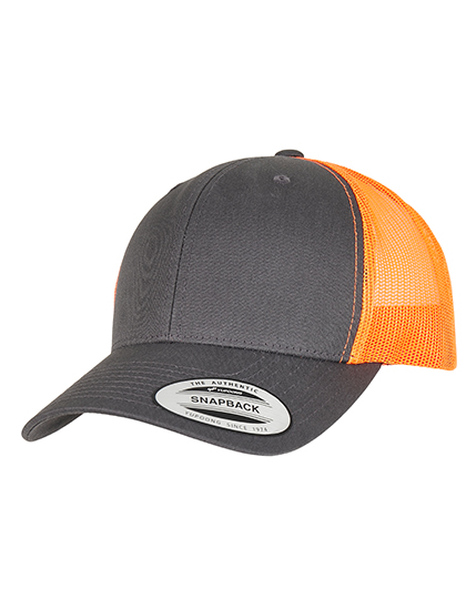 FLEXFIT Retro Trucker 2-Tone in Charcoal/Neon Orange – Vorderansicht