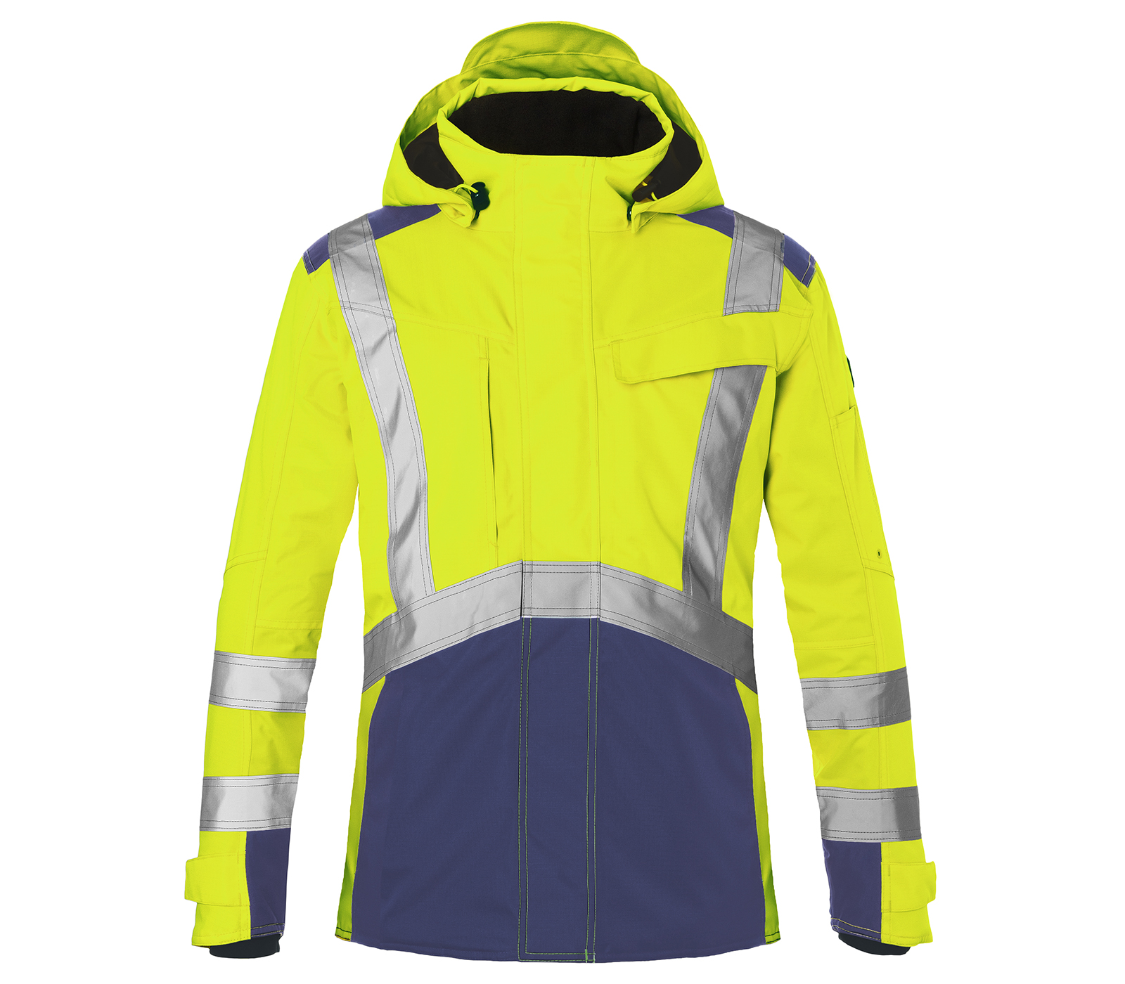 KÜBLER REFLECTIQ Hardshelljacke PSA 2 in Warngelb/Dunkelblau – Vorderansicht