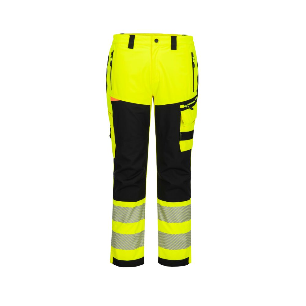 Portwest DX4 Hi-Vis Rain Trouser in Gelb/Schwarz – Vorderansicht