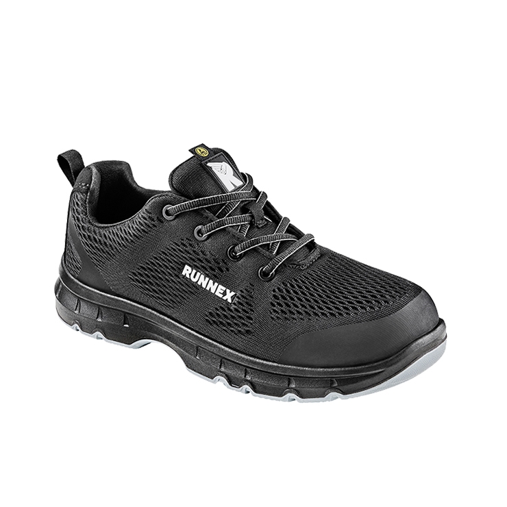 RUNNEX® S1PS- ESD-Sicherheitshalbschuhe FlexStar in Schwarz/Grau – Vorderansicht