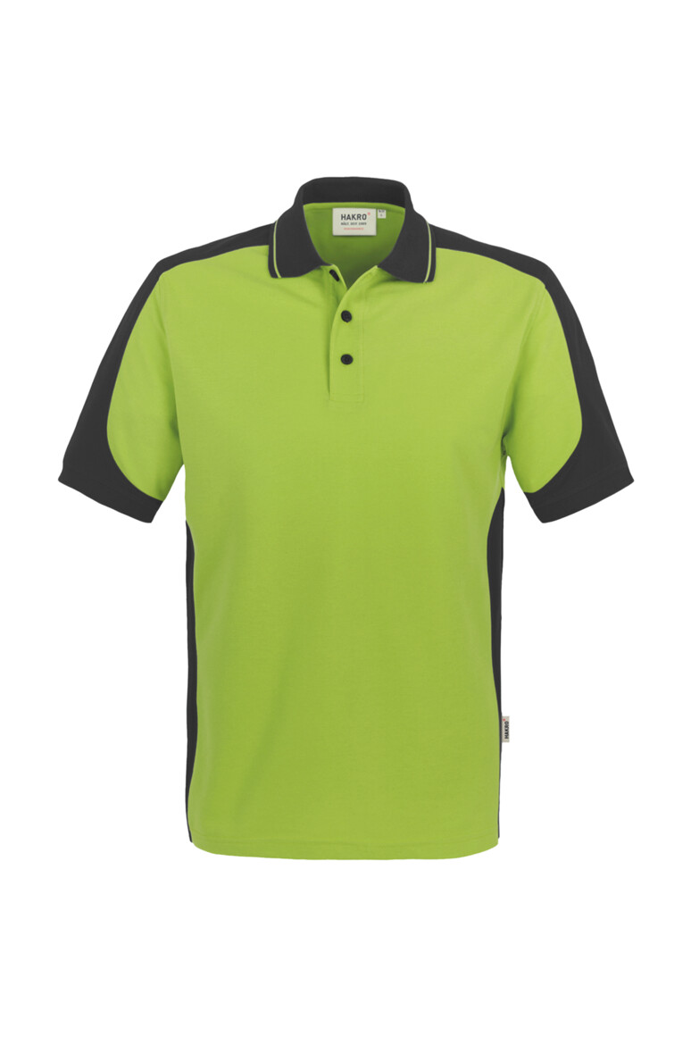 HAKRO 839 Poloshirt Contrast MIKRALINAR® in Kiwi/Anthrazit – Vorderansicht