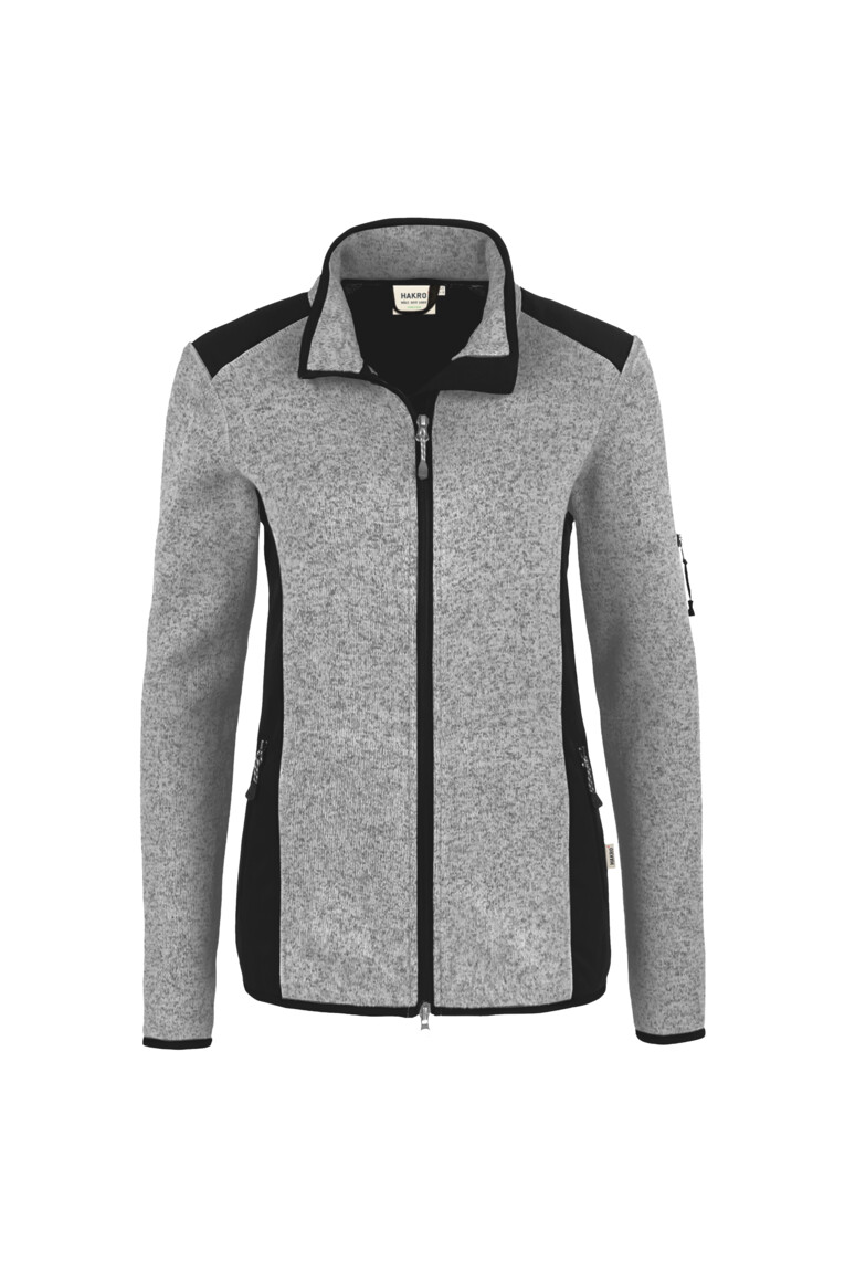 HAKRO 236 Damen Strickfleecejacke in Grau Meliert – Vorderansicht