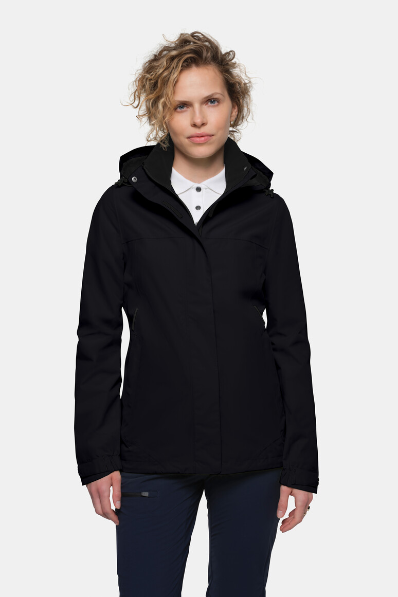 HAKRO 262 Damen Regenjacke in Schwarz – Modellansicht