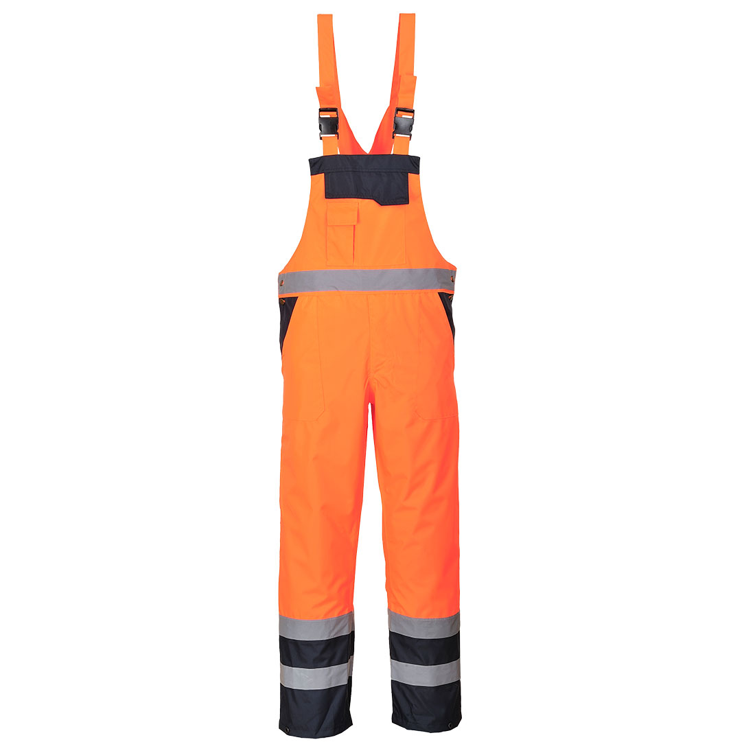 Portwest Hi-Vis Contrast Winter Bib and Brace in Orange – Vorderansicht