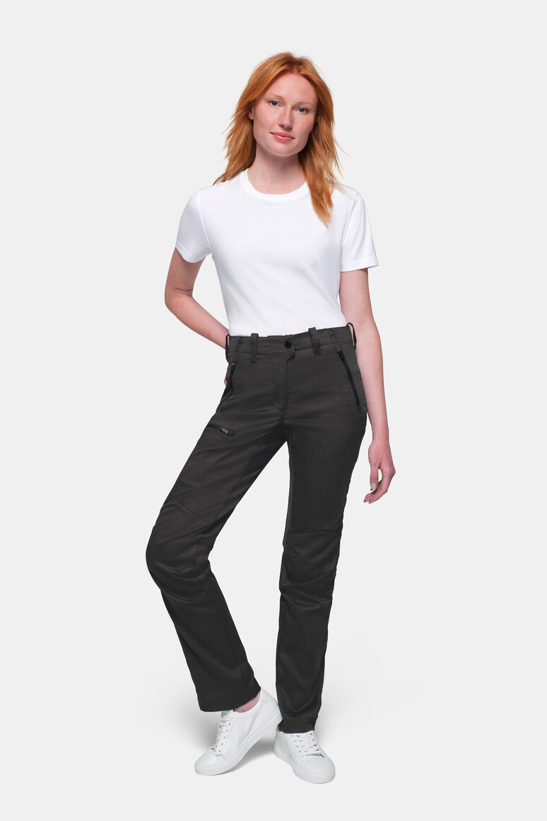 HAKRO 710 Damen Performancehose ECO in Karbongrau – Modellansicht