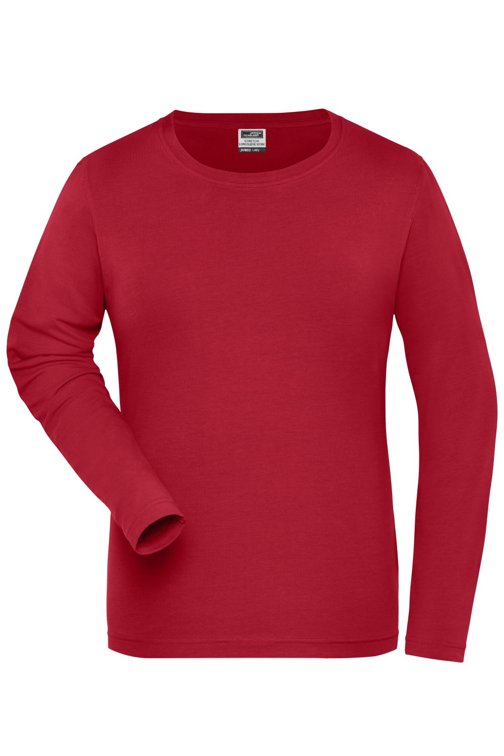 Daiber Ladies' ORGANIC Stretch-Longsleeve Work - SOLID - OCS Blended in Red – Vorderansicht