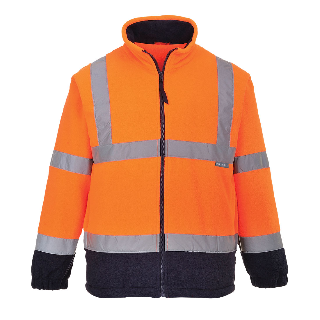 Portwest Hi-Vis Contrast Fleece in Orange/Marine – Vorderansicht