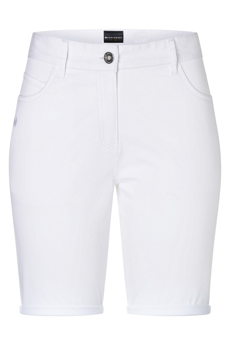 Karlowsky Damen 5-Pocket-Shorts Classic-Stretch in Weiß – Vorderansicht