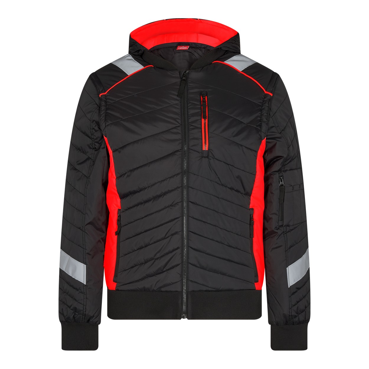 ENGEL Cargo 1870-224 Steppjacke in Schwarz/Rot – Vorderansicht