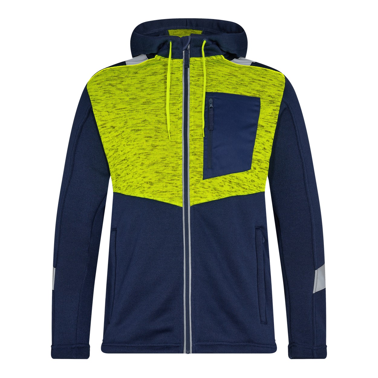 ENGEL Cargo 8870-256 Strickcardigan in Blue Ink/Gelb – Vorderansicht