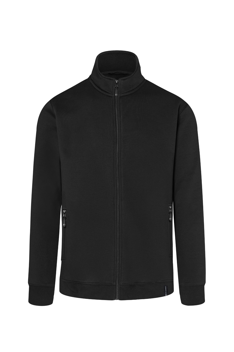 Karlowsky Herren Workwear Sweatjacke Soft-Face in Schwarz – Vorderansicht
