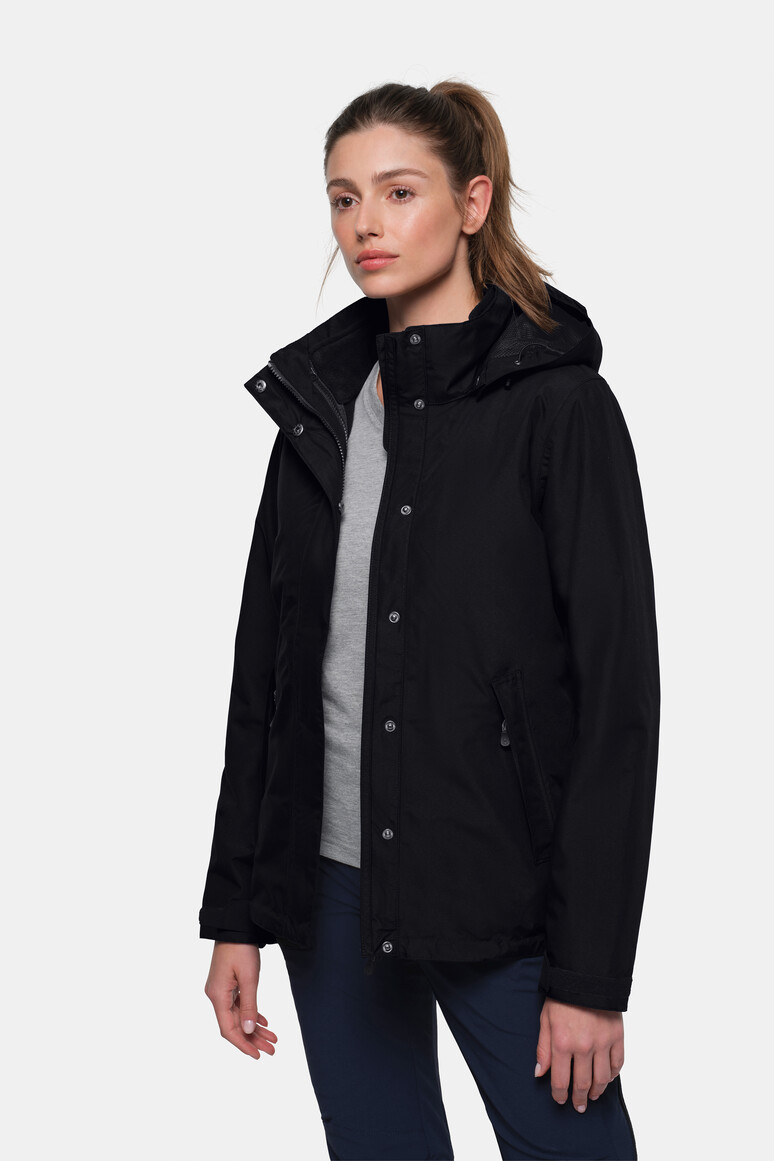 HAKRO 253 Damen 3-in-1 Activejacke in Schwarz – Modellansicht