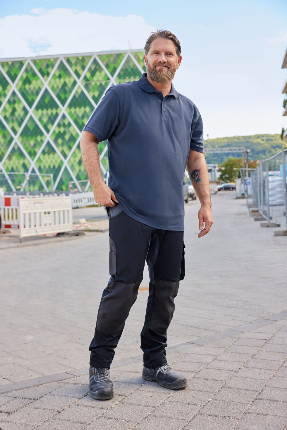 Daiber Workwear Polo Men in White – Modellansicht