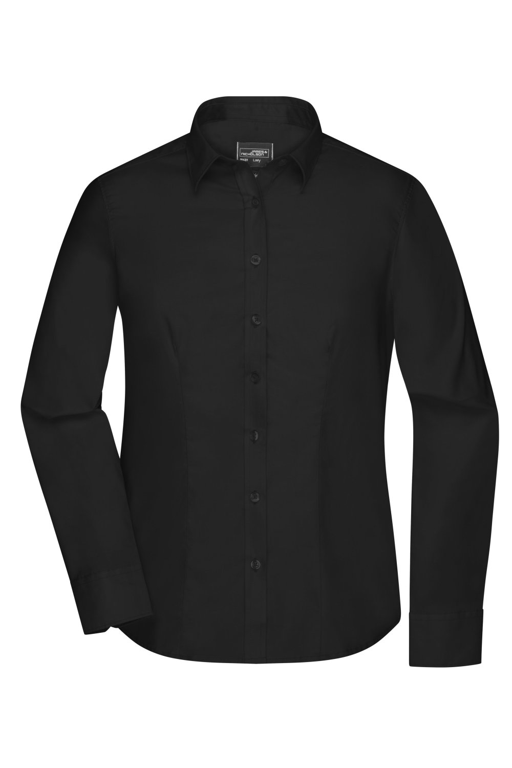 Daiber Ladies' Shirt Long-Sleeved Micro-Twill in Black – Vorderansicht