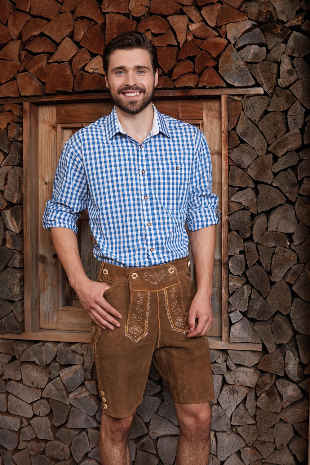 Daiber Men's Traditional Shirt in Green/White – Modellansicht