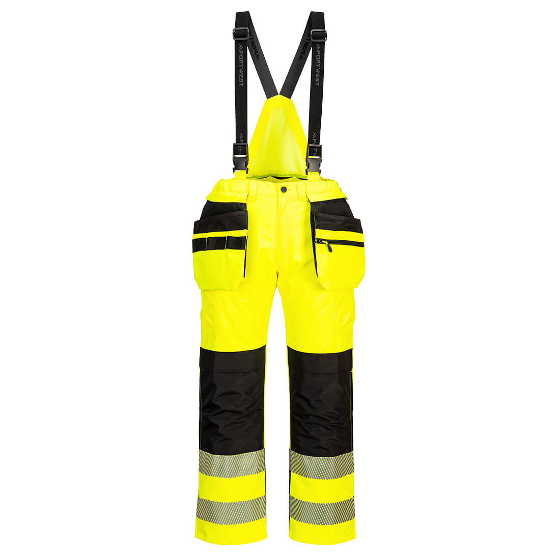 Portwest PW3 Hi-Vis Rain Trousers in Gelb/Schwarz – Vorderansicht