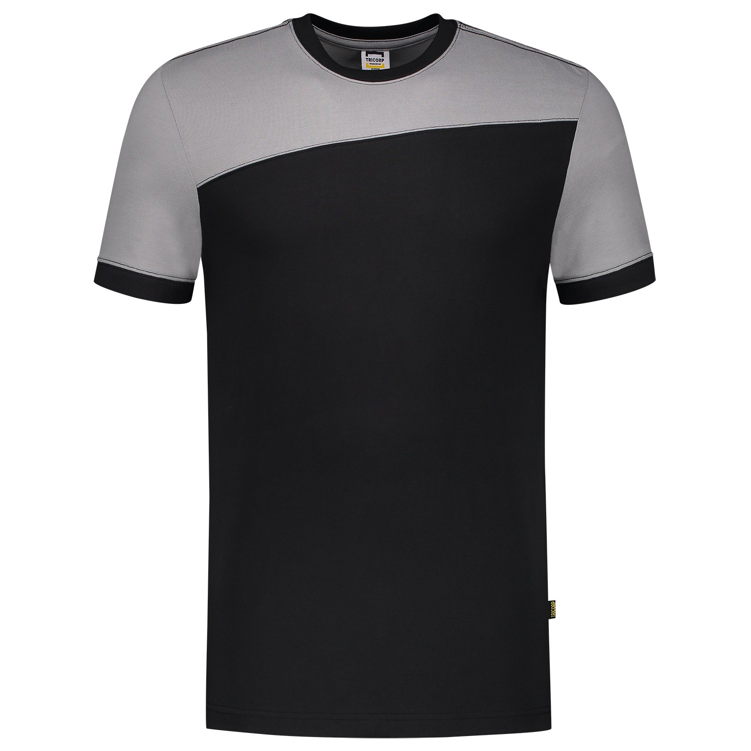 TRICORP T-Shirt Bicolor Quernaht in Black-Grey – Vorderansicht