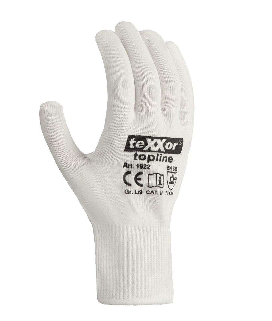teXXor® topline Feinstrick-Handschuhe NYLON in Weiß – Vorderansicht