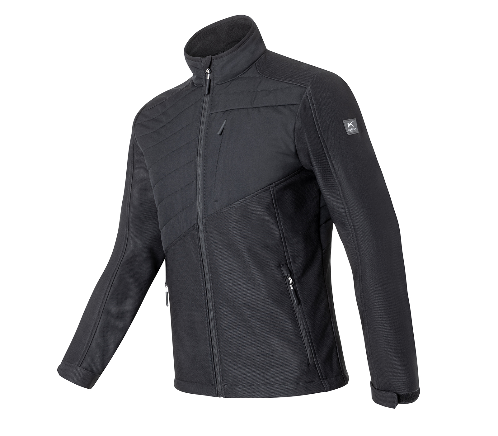 Kübler Hybrid Softshell Jacke in Schwarz – Vorderansicht