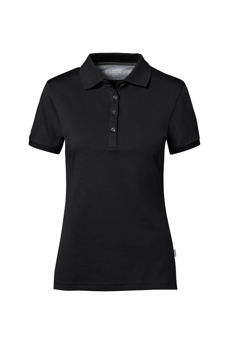 HAKRO 214 COTTON TEC® Damen Poloshirt in Schwarz – Vorderansicht