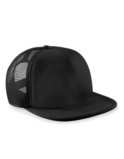 Beechfield Vintage Snapback Trucker Cap in Black/Black – Vorderansicht