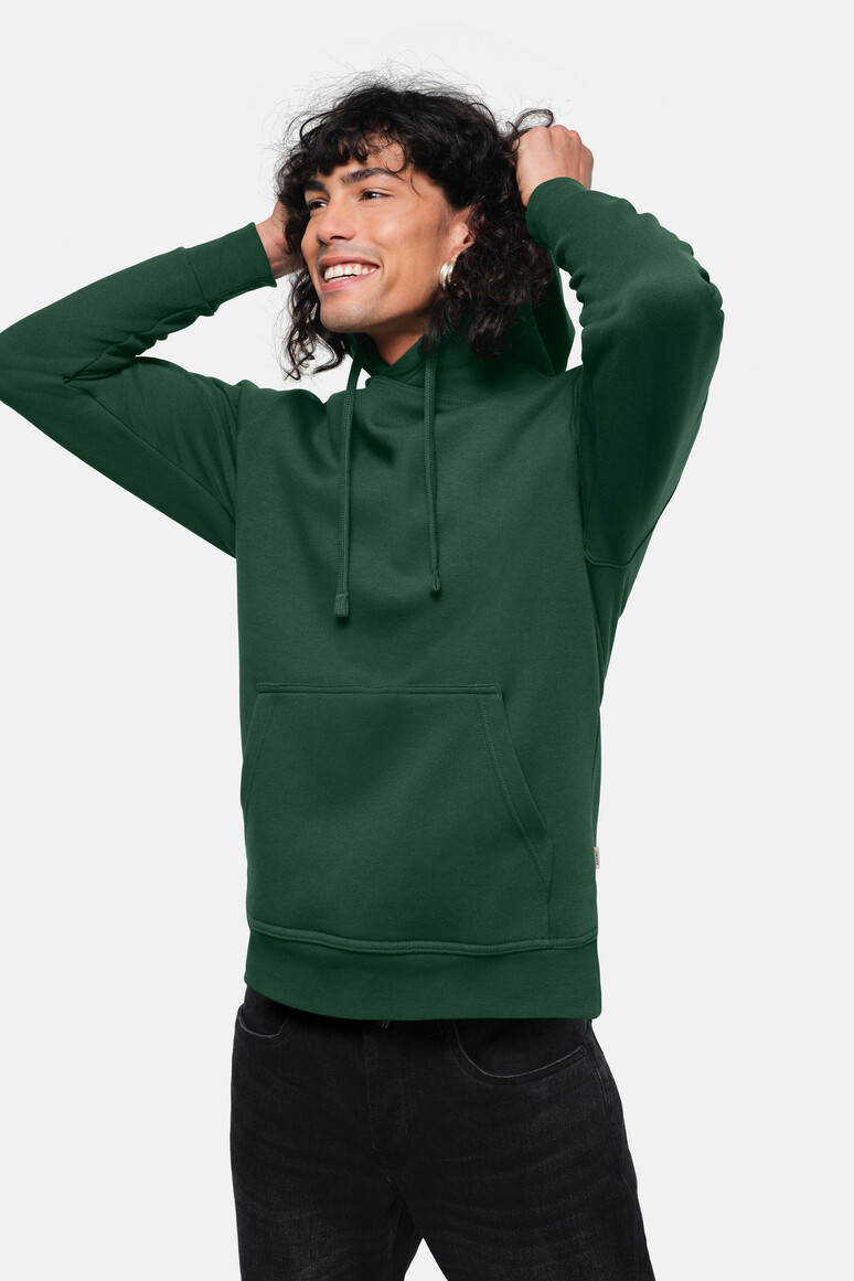 HAKRO 601 Kapuzen-Sweatshirt Premium in Tanne – Modellansicht