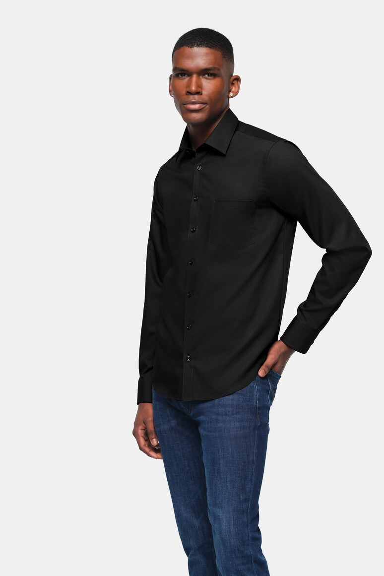HAKRO 108 Hemd Business Comfort in Schwarz – Modellansicht
