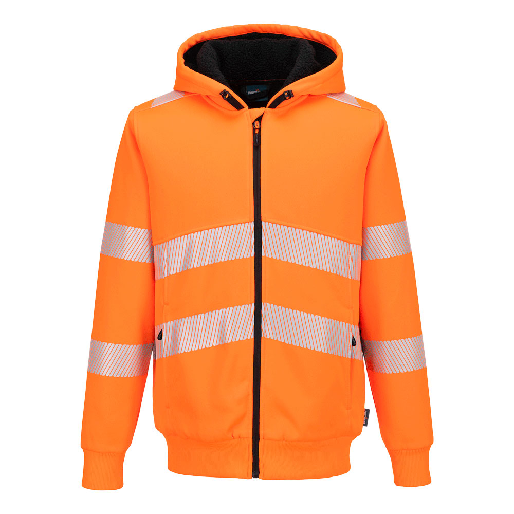 Portwest PW321 Hi-Vis Zipped Winter Hoodie in Orange – Vorderansicht