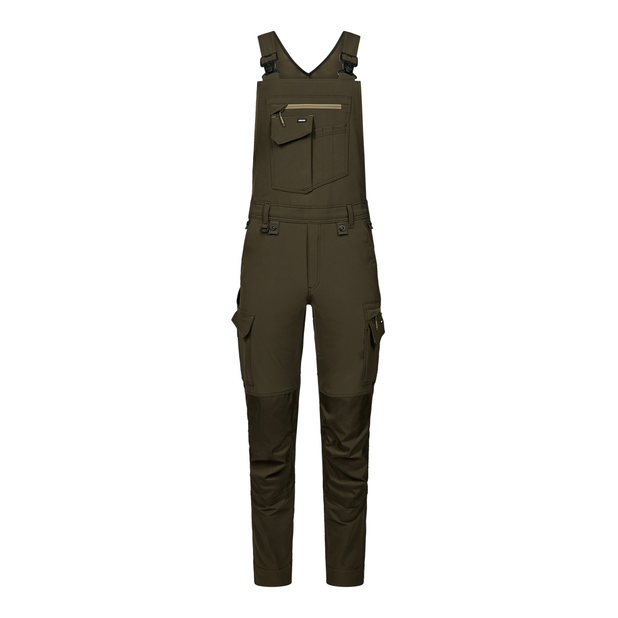 ENGEL Entire 3337-234 Latzhose mit 4-Wege-Stretch in Forest Green/Schwarz – Vorderansicht