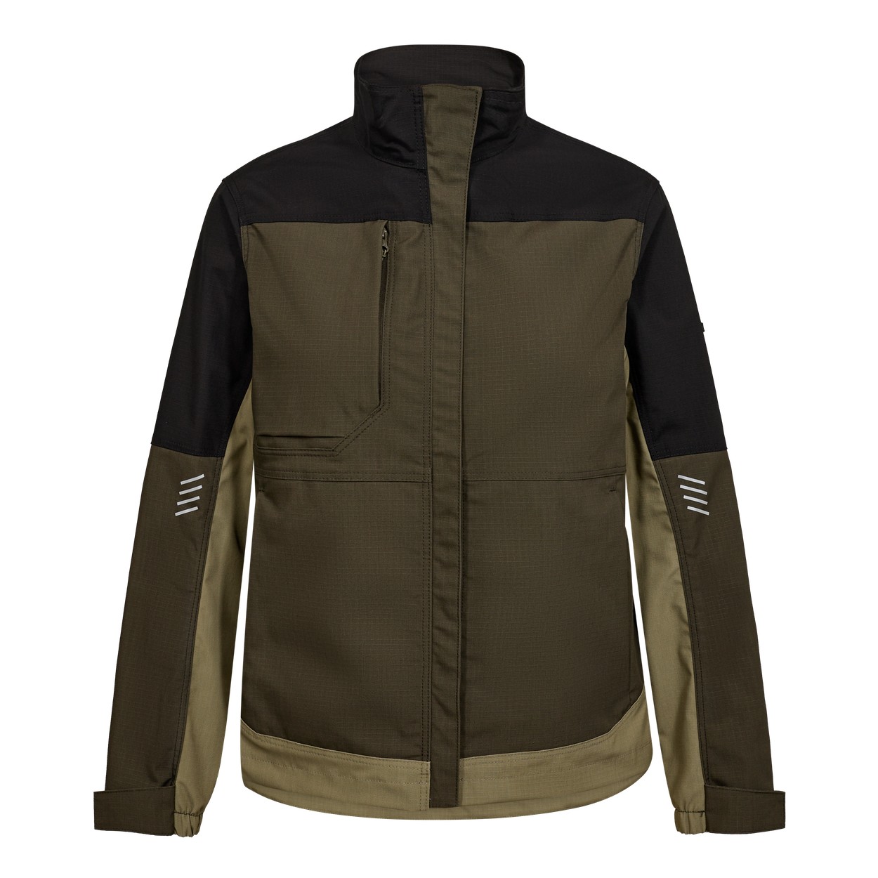 ENGEL Entire 1333-144 Damen Arbeitsjacke mit 2-Wege-Stretch in Forest Green/Schwarz – Vorderansicht
