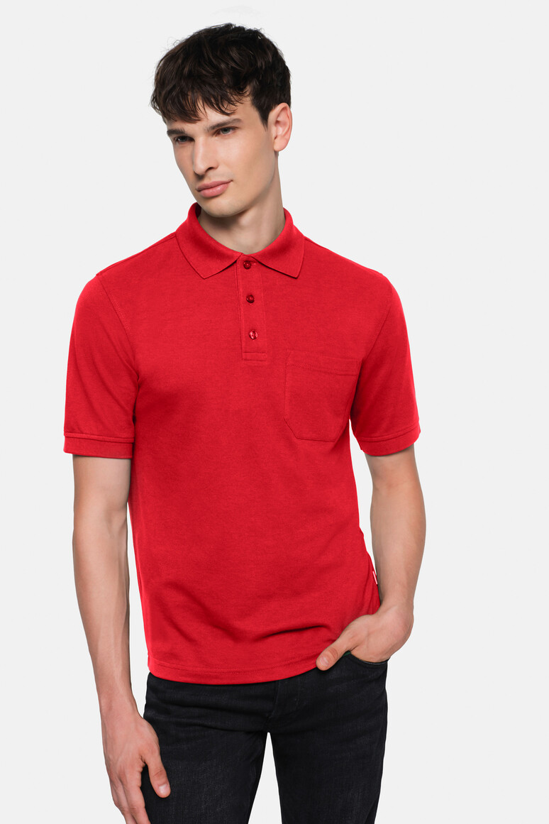 HAKRO 812 Pocket-Poloshirt MIKRALINAR® in Rot – Modellansicht