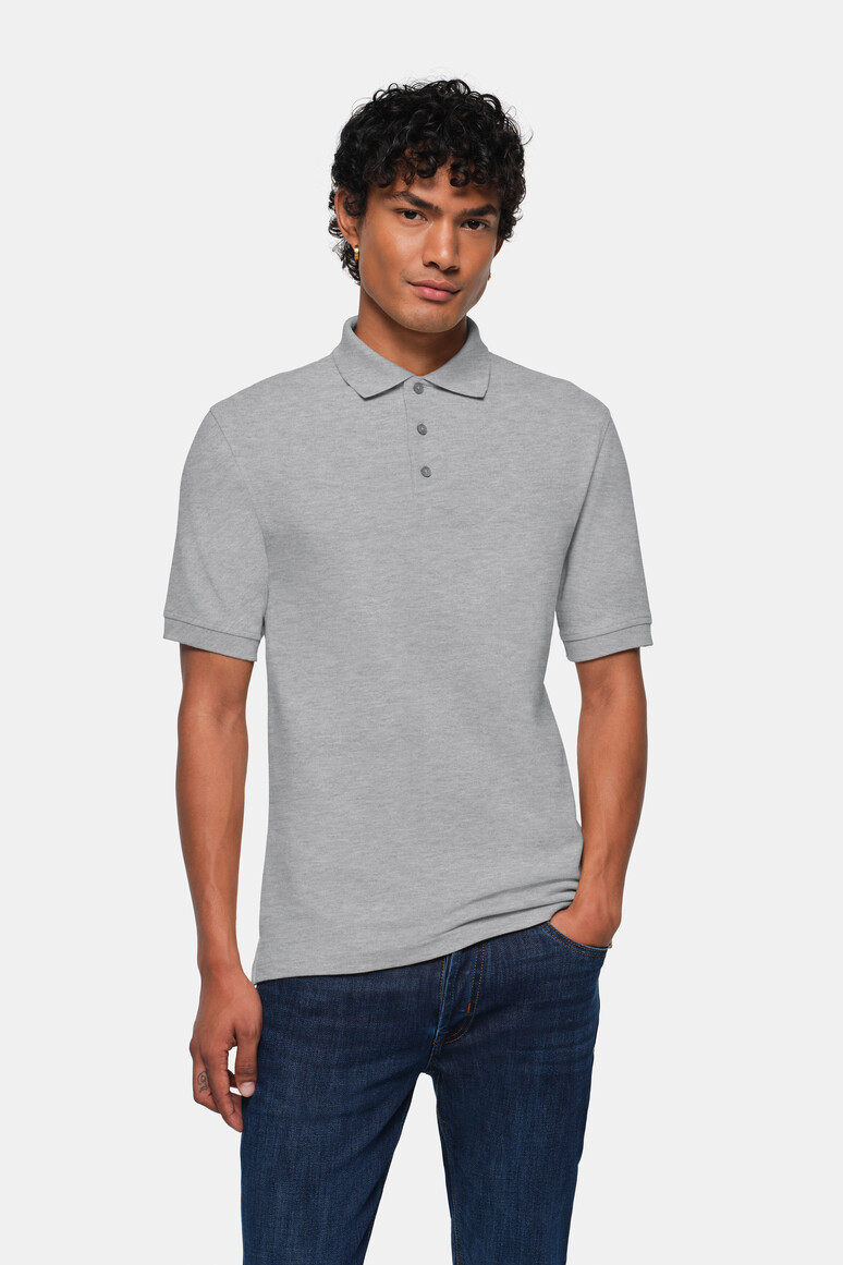 HAKRO 800 Poloshirt Top in Grau Meliert – Modellansicht
