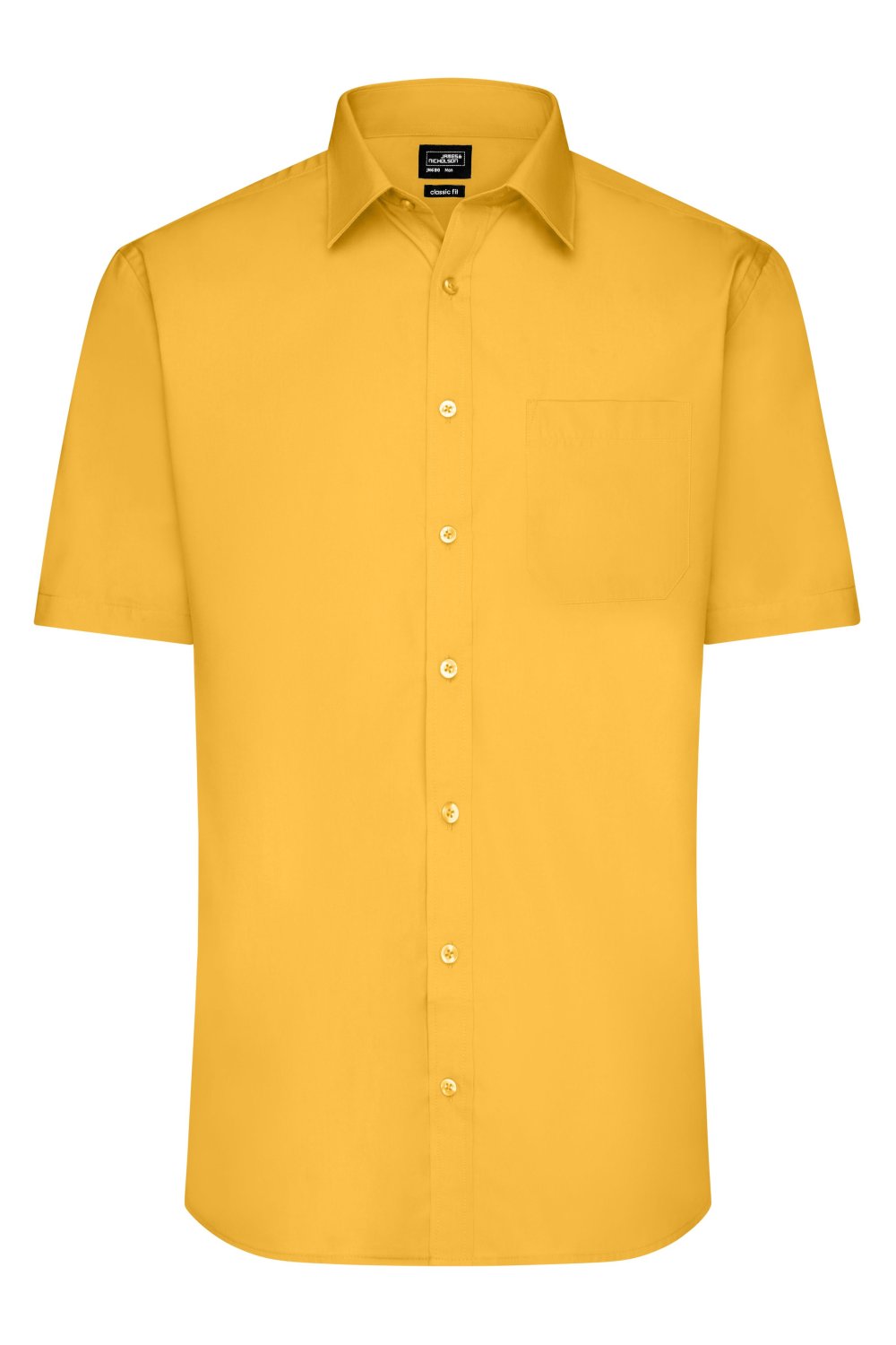 Daiber Men's Shirt Short-Sleeved Poplin in Yellow – Vorderansicht
