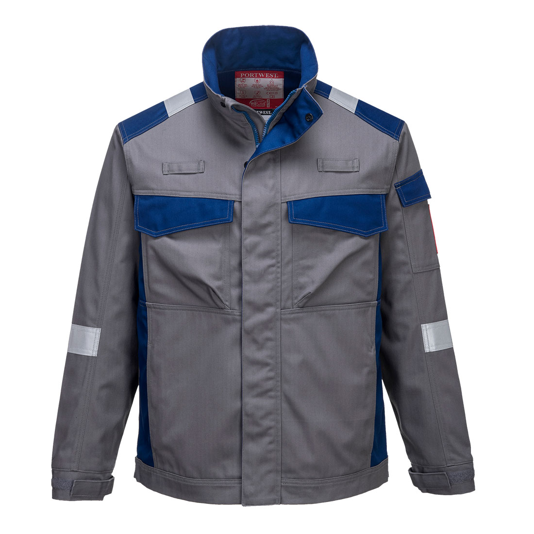 Portwest Bizflame Industry  Two Tone FR Jacket in Grau – Vorderansicht