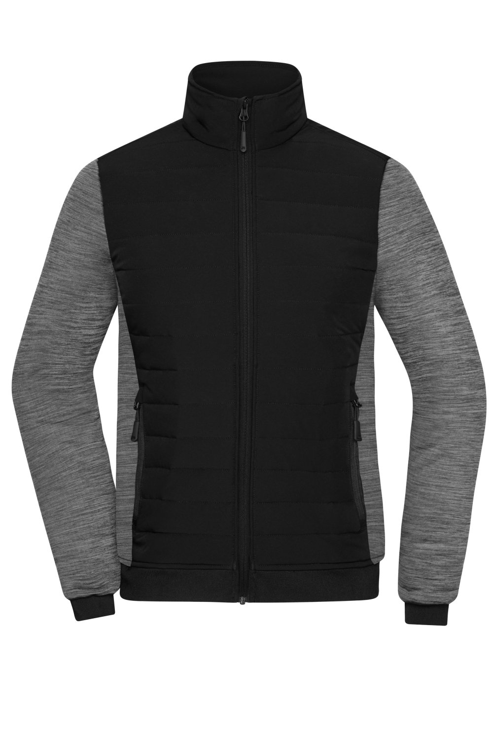 Daiber Ladies' Padded Hybrid Jacket in Black/Carbon-Melange – Vorderansicht