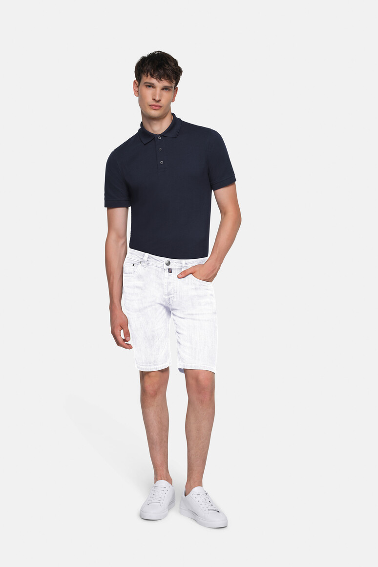 HAKRO 733 5-Pocket-Jeansshorts X-Stretch ECO in Weiß – Modellansicht