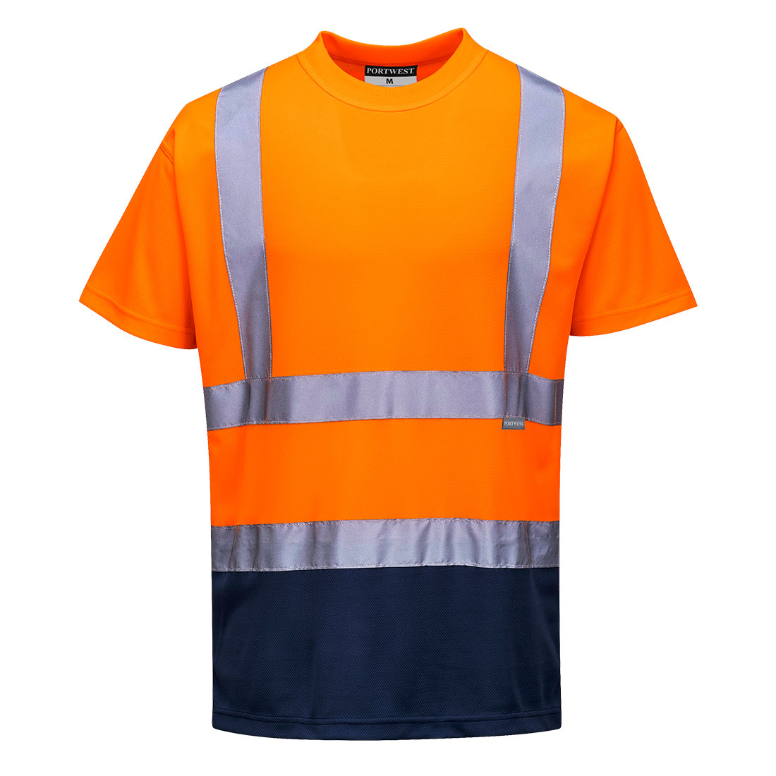 Portwest Hi-Vis Contrast T-Shirt S/S in Orange/Marine – Vorderansicht