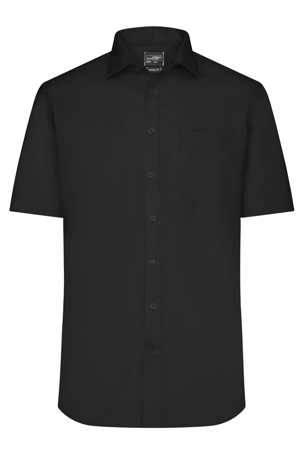 Daiber Men's Shirt Short-Sleeved Micro-Twill in Black – Vorderansicht